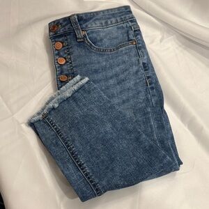 LC Lauren Conrad Size 8 Blue Ankle Jeans with Rose Gold Buttons